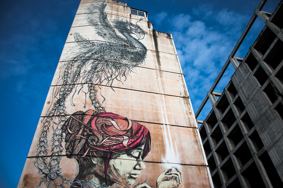 Large mural on a building in Thessaloniki